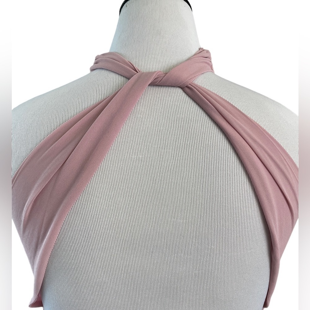 Shein Pink Formal Halter Backless Open Front Dress Prom Evening Large 8 10 - Picture 4 of 6